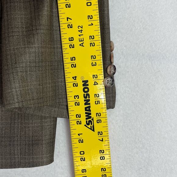 Lauren Ralph Lauren Sports Blazer Mens 44R Silk Wool Blend Plaid Taupe - Picture 13 of 13